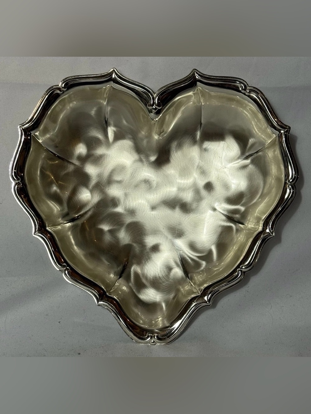 Vintage WMF Ikora Heart Candy Dish 419 Silver Plate Germany Brushed Footed MCM